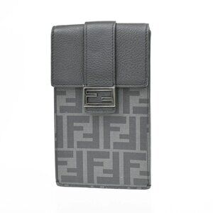 FENDI Logo Zucca Pattern Phone Holder Bag PVC Leather Black Italy 31KB829